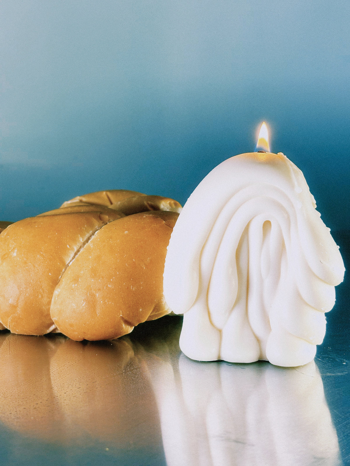 Fold sculptural candle by Post Objects, styled still life